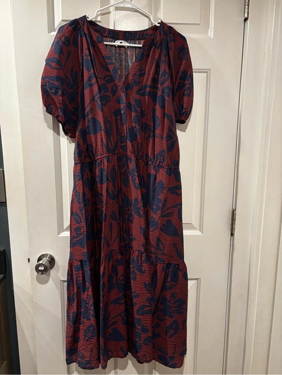 Sonoma Dresses & Skirts - Sonoma Floral Tiered Midi Dress in Burgundy & Navy